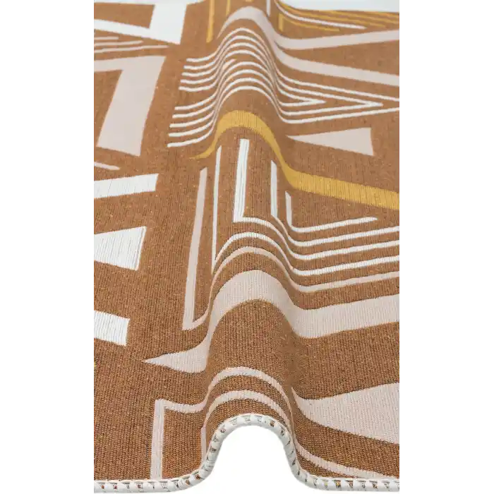 Arya Ar 18 Beige Yellow %100 Geri Dönüşümlü Pamuktan Çift Taraflı Yıkanabilir Modern Dekoratif Kilim