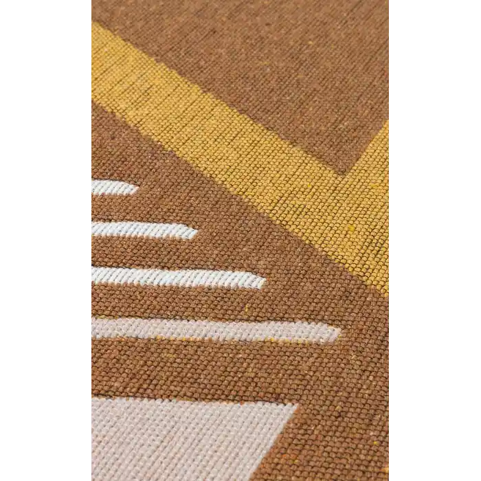Arya Ar 18 Beige Yellow %100 Geri Dönüşümlü Pamuktan Çift Taraflı Yıkanabilir Modern Dekoratif Kilim