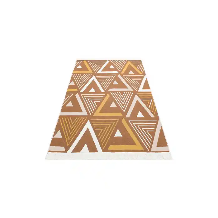 Arya Ar 18 Beige Yellow %100 Geri Dönüşümlü Pamuktan Çift Taraflı Yıkanabilir Modern Dekoratif Kilim