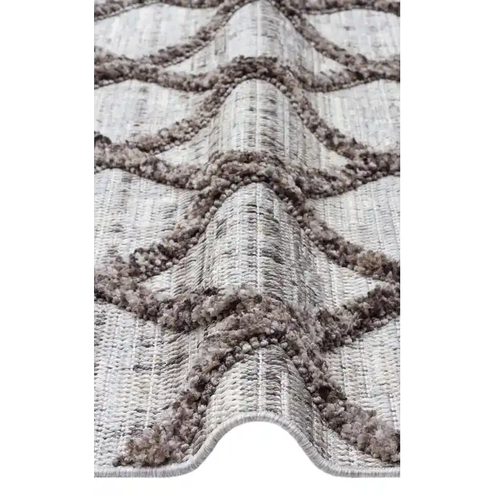 MALIBU HALI 0046 Hav Toz Vermez Yumuşak Dokulu Etnik Örgü Desenlere Sahip Modern İskandinav Halı