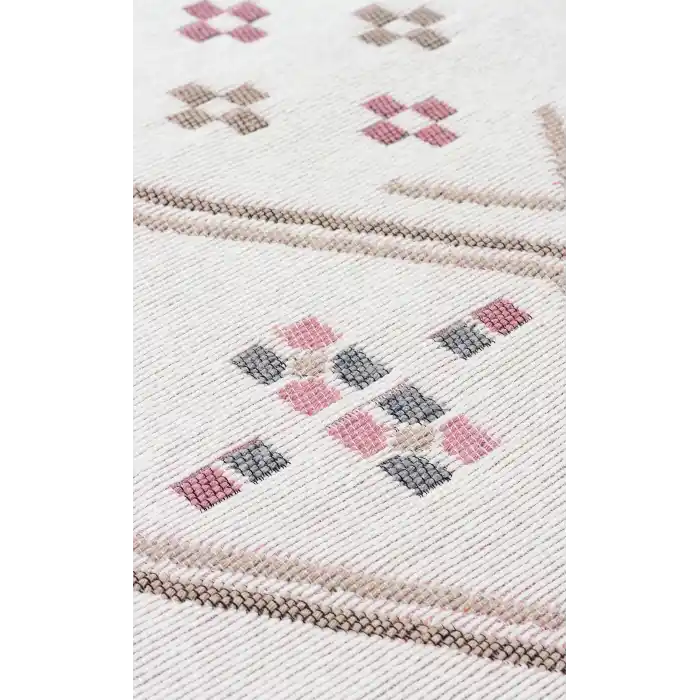 Arya Ar 05 Beige Pink %100 Geri Dönüşümlü Pamuktan Çift Taraflı Yıkanabilir Modern Dekoratif Kilim