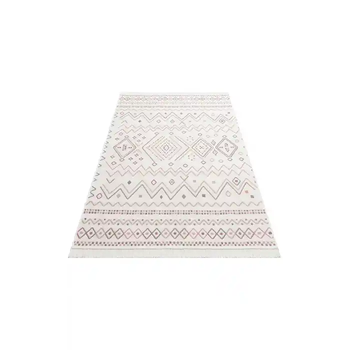 Arya Ar 05 Beige Pink %100 Geri Dönüşümlü Pamuktan Çift Taraflı Yıkanabilir Modern Dekoratif Kilim