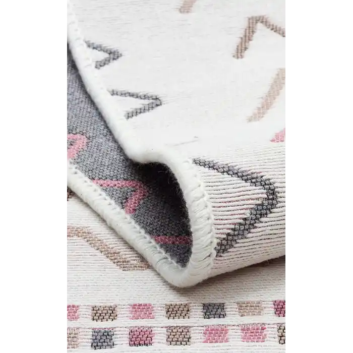 Arya Ar 05 Beige Pink %100 Geri Dönüşümlü Pamuktan Çift Taraflı Yıkanabilir Modern Dekoratif Kilim