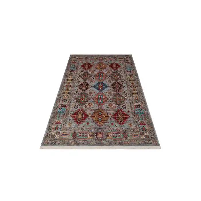 Antique ATK 06 Aqua Yıkanabilir Modern Ve Etnik Desenli Kaymaz Tabanlı Makine Halısı