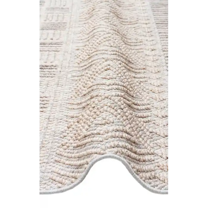 Cozy CZY 02 Grey Beige Hav Toz Vermez Modern Örgü Dokuma Makine Halısı