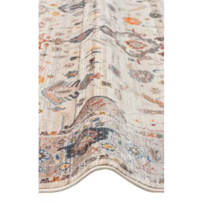 PIETRA HALI 0009 Sıcak Renk Tonlu Etnik Desenli Yumuşak Dokulu Makine Halısı