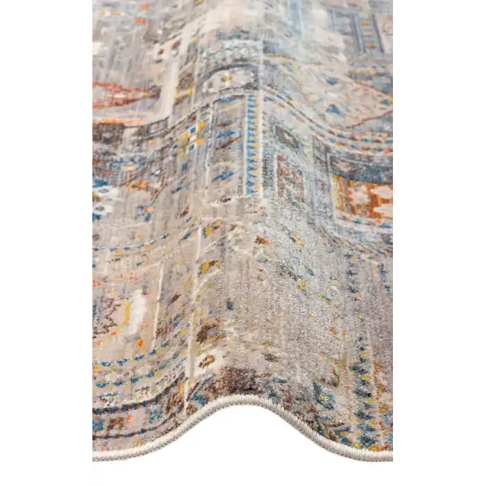 PIETRA HALI 0042 Sıcak Renk Tonlu Etnik Desenli Yumuşak Dokulu Makine Halısı