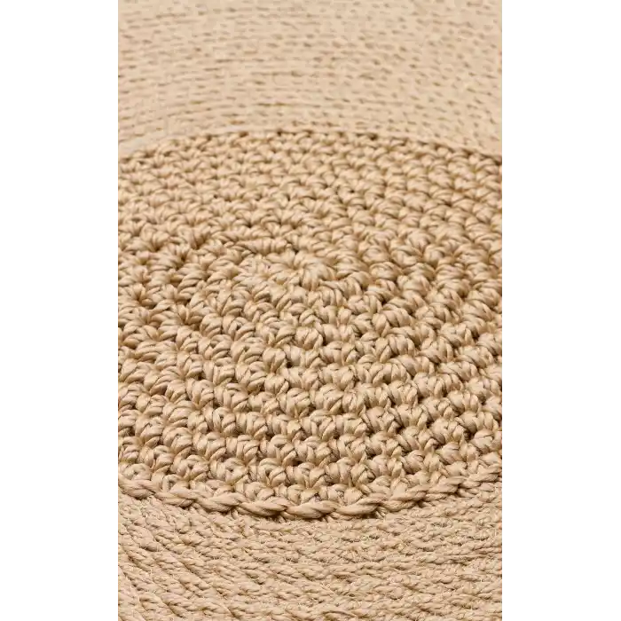 Patna PTN 12 Natural Jüt Hasır Görünümlü Hav Toz Vermez Dekoratif Örgü Halı