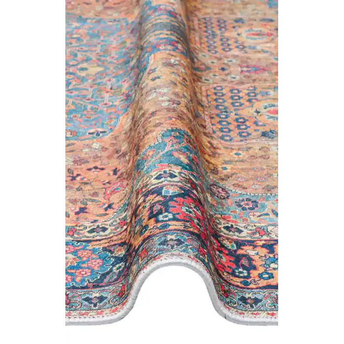 SIESTA NEO 0011 Otantik Geleneksel Desenli Yıkanabilir Renkli Baskı Kilim