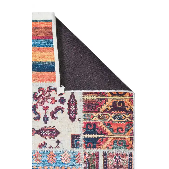 SIESTA NEO 0018 Otantik Geleneksel Desenli Yıkanabilir Renkli Baskı Kilim