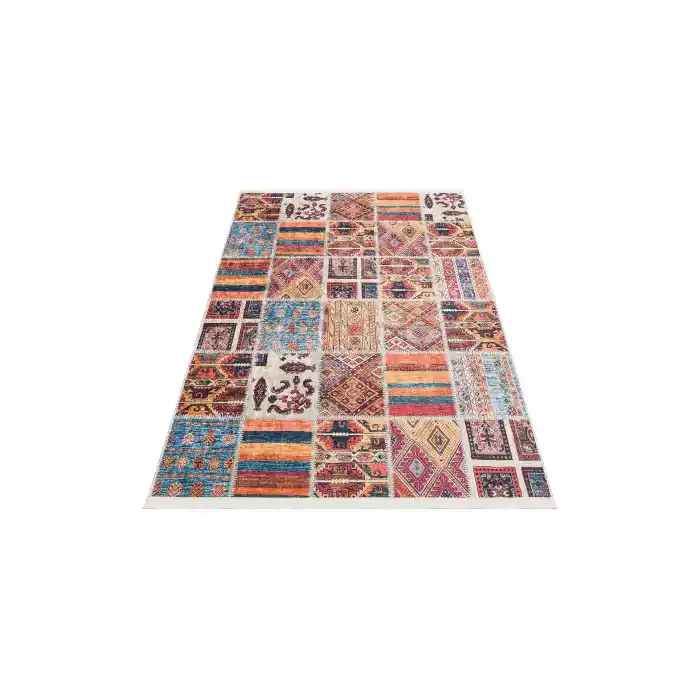 SIESTA NEO 0018 Otantik Geleneksel Desenli Yıkanabilir Renkli Baskı Kilim