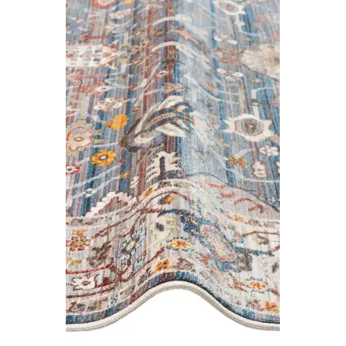 PIETRA HALI 0035 Sıcak Renk Tonlu Etnik Desenli Yumuşak Dokulu Makine Halısı