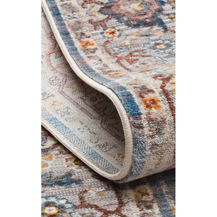 PIETRA HALI 0035 Sıcak Renk Tonlu Etnik Desenli Yumuşak Dokulu Makine Halısı