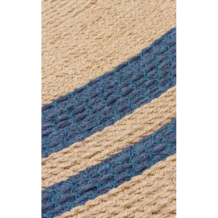 Patna PTN 06 Natural Navy Jüt Hasır Görünümlü Hav Toz Vermez Dekoratif Örgü Halı
