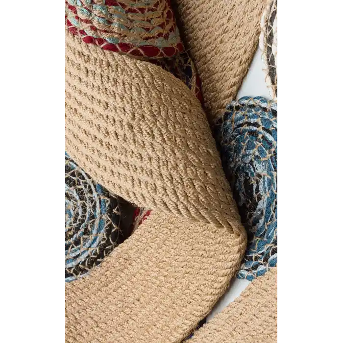 Patna PTN 13 Natural Multy Jüt Hasır Görünümlü Hav Toz Vermez Dekoratif Örgü Halı