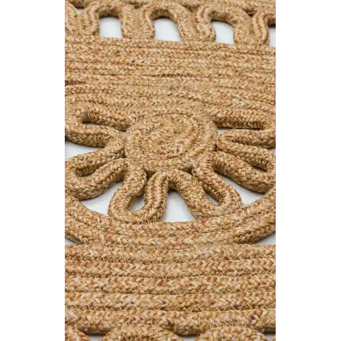 Patna PTN 14 Natural Jüt Hasır Görünümlü Hav Toz Vermez Dekoratif Örgü Halı