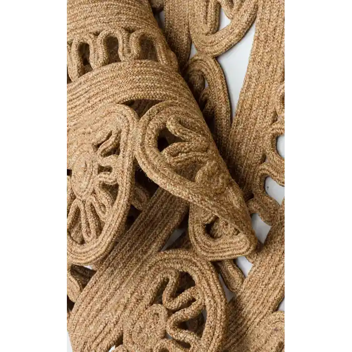 Patna PTN 14 Natural Jüt Hasır Görünümlü Hav Toz Vermez Dekoratif Örgü Halı