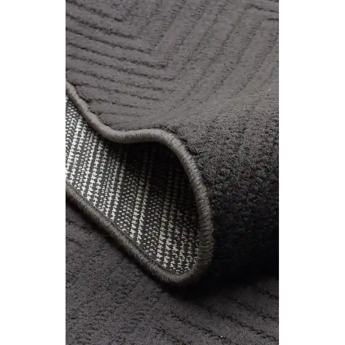 Urban 01 Black Etnik Desenlere Sahip Hav Toz Vermez Yumuşak Dokulu Modern Halı