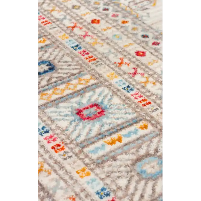 PIETRA HALI 0157 Sıcak Renk Tonlu Etnik Desenli Yumuşak Dokulu Makine Halısı