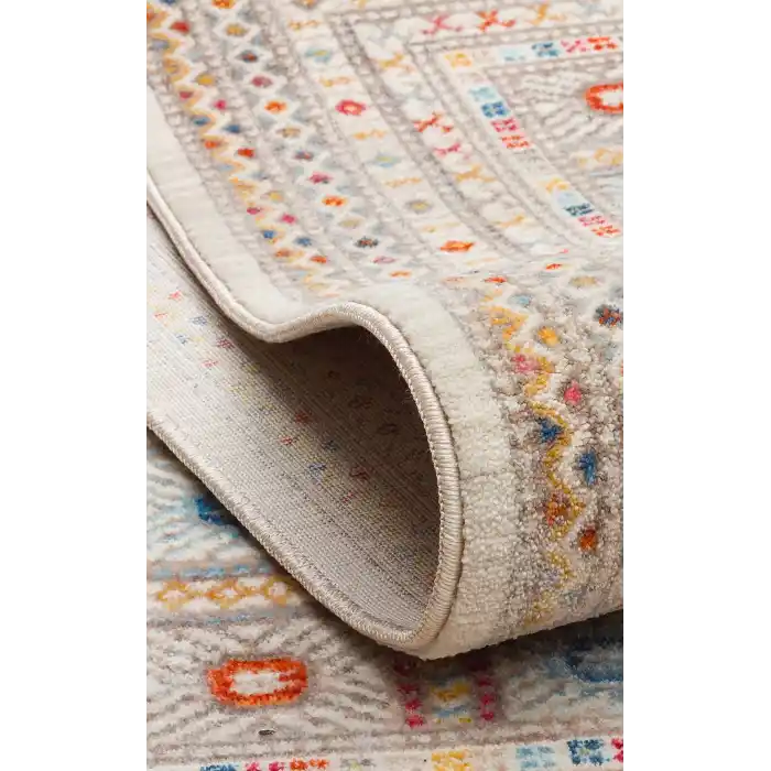 PIETRA HALI 0157 Sıcak Renk Tonlu Etnik Desenli Yumuşak Dokulu Makine Halısı