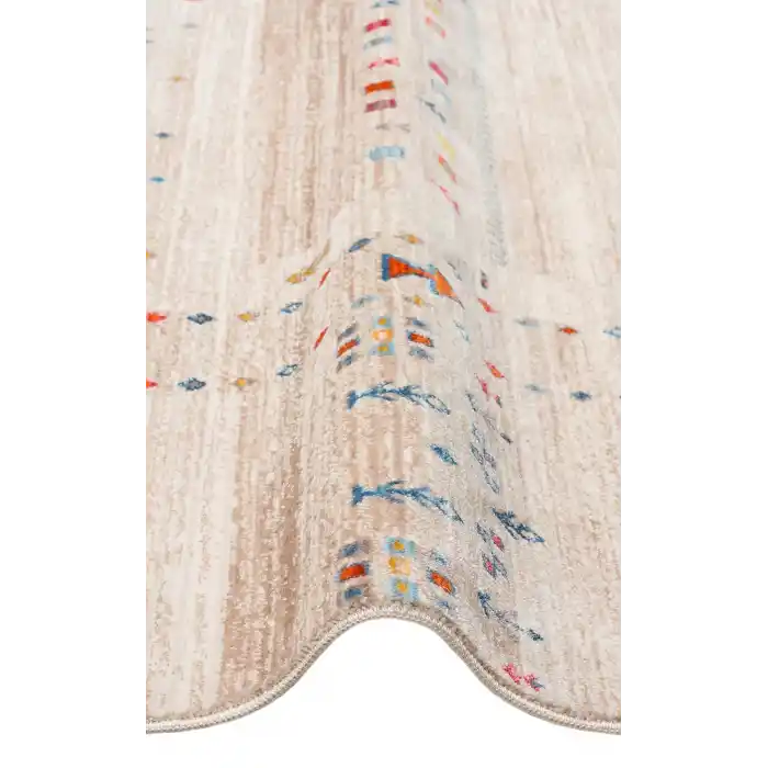 PIETRA HALI 0164 Sıcak Renk Tonlu Etnik Desenli Yumuşak Dokulu Makine Halısı