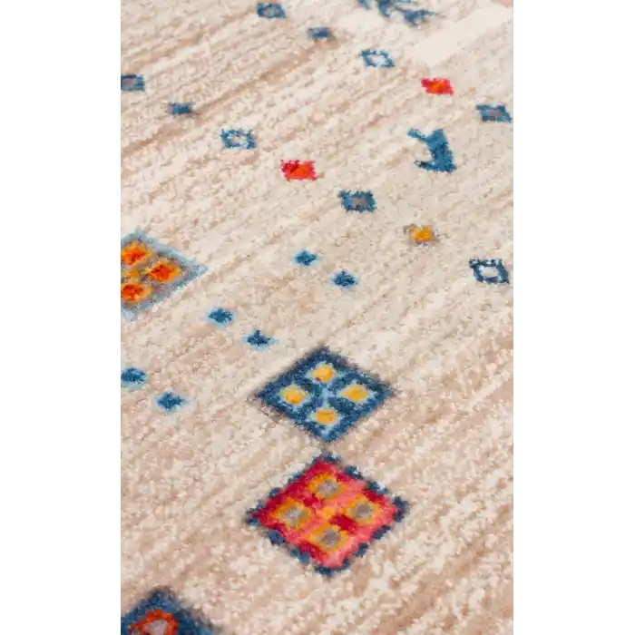 PIETRA HALI 0164 Sıcak Renk Tonlu Etnik Desenli Yumuşak Dokulu Makine Halısı