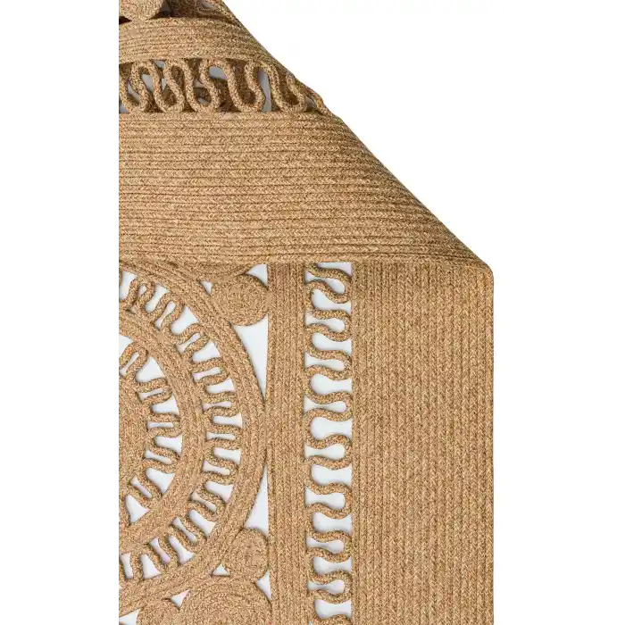 Patna PTN 15 Natural Jüt Hasır Görünümlü Hav Toz Vermez Dekoratif Örgü Halı