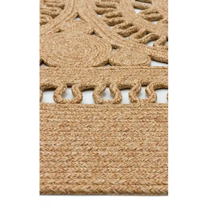 Patna PTN 15 Natural Jüt Hasır Görünümlü Hav Toz Vermez Dekoratif Örgü Halı