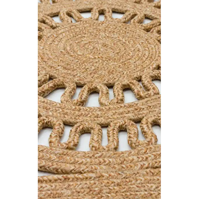 Patna PTN 15 Natural Jüt Hasır Görünümlü Hav Toz Vermez Dekoratif Örgü Halı