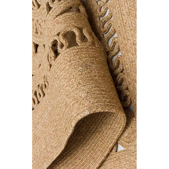 Patna PTN 15 Natural Jüt Hasır Görünümlü Hav Toz Vermez Dekoratif Örgü Halı