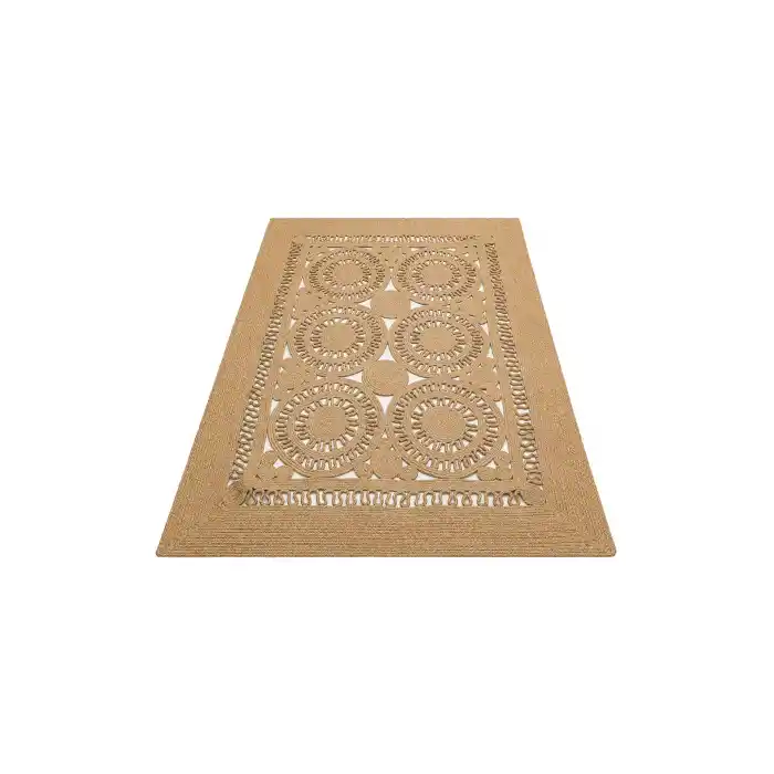 Patna PTN 15 Natural Jüt Hasır Görünümlü Hav Toz Vermez Dekoratif Örgü Halı