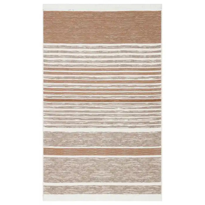 Arya Ar 27 Cream Beige %100 Geri Dönüşümlü Pamuktan Çift Taraflı Yıkanabilir Modern Dekoratif Kilim