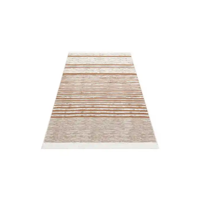 Arya Ar 27 Cream Beige %100 Geri Dönüşümlü Pamuktan Çift Taraflı Yıkanabilir Modern Dekoratif Kilim