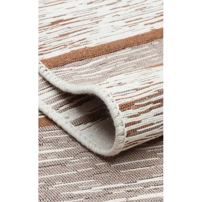 Arya Ar 27 Cream Beige %100 Geri Dönüşümlü Pamuktan Çift Taraflı Yıkanabilir Modern Dekoratif Kilim
