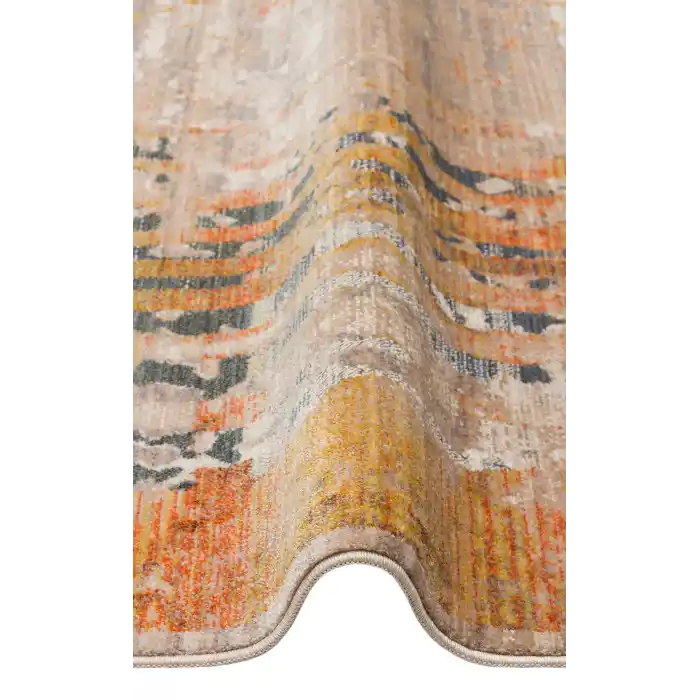 PIETRA HALI 0171 Sıcak Renk Tonlu Etnik Desenli Yumuşak Dokulu Makine Halısı