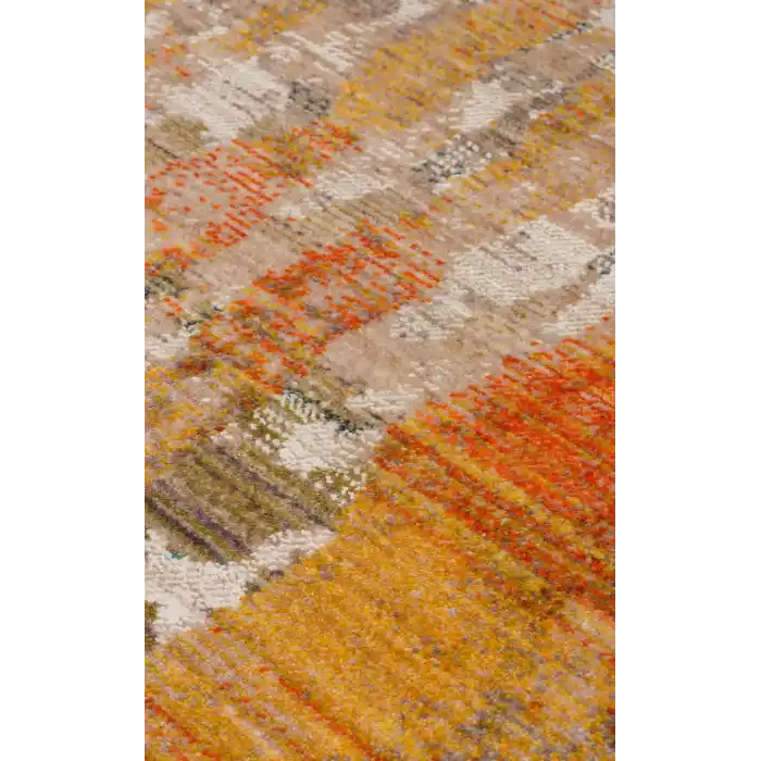 PIETRA HALI 0171 Sıcak Renk Tonlu Etnik Desenli Yumuşak Dokulu Makine Halısı