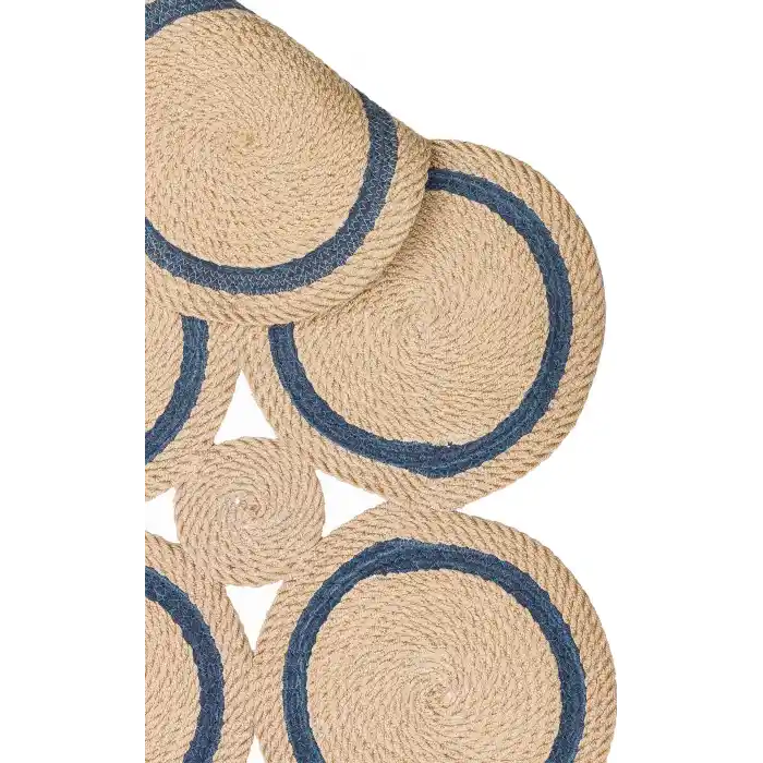 Patna PTN 01 Natural Navy Jüt Hasır Görünümlü Hav Toz Vermez Dekoratif Örgü Halı