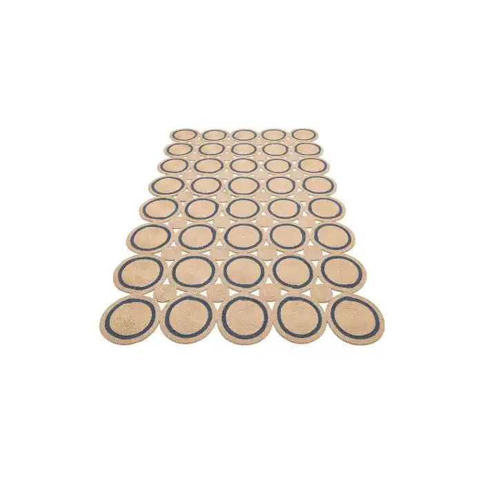 Patna PTN 01 Natural Navy Jüt Hasır Görünümlü Hav Toz Vermez Dekoratif Örgü Halı