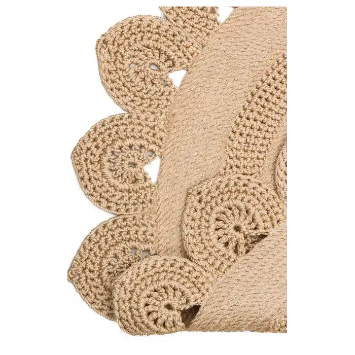 Patna PTN 11 Natural Jüt Hasır Görünümlü Hav Toz Vermez Dekoratif Örgü Halı