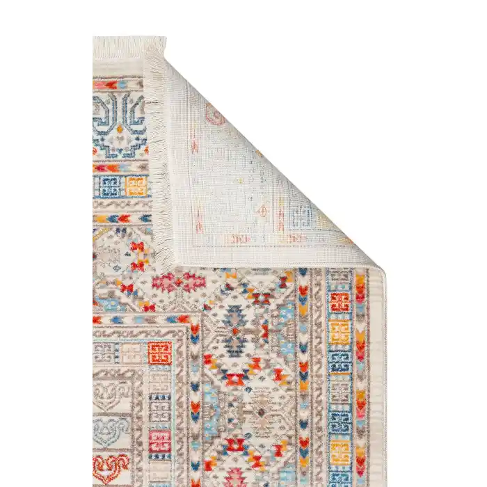 PIETRA HALI 0147 Sıcak Renk Tonlu Etnik Desenli Yumuşak Dokulu Makine Halısı