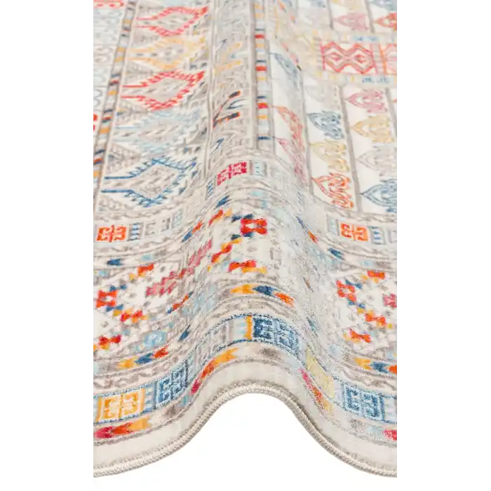 PIETRA HALI 0147 Sıcak Renk Tonlu Etnik Desenli Yumuşak Dokulu Makine Halısı