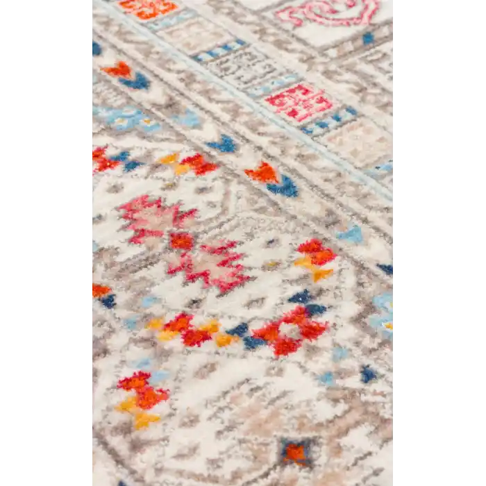 PIETRA HALI 0147 Sıcak Renk Tonlu Etnik Desenli Yumuşak Dokulu Makine Halısı