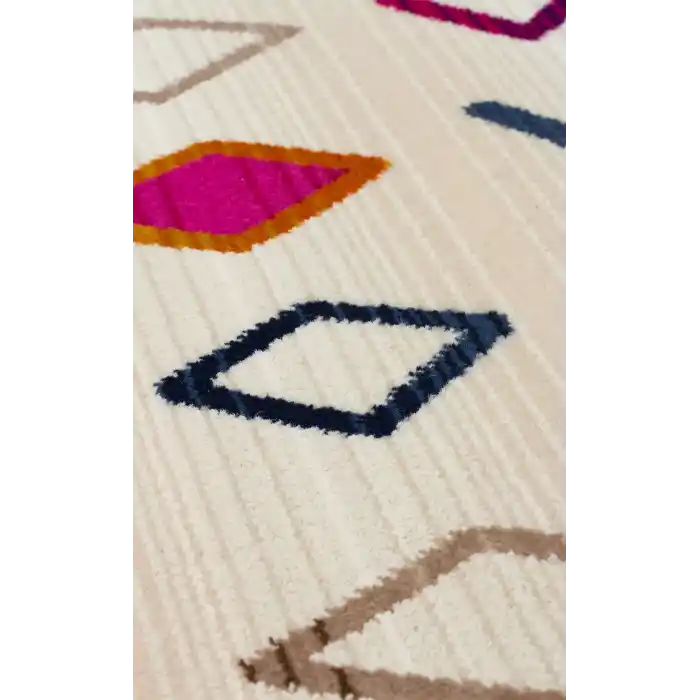 PETRA BOHEM HALI 0003 Hav Toz Vermez Etnik ve Modern Desenli Renkli Makine Halısı