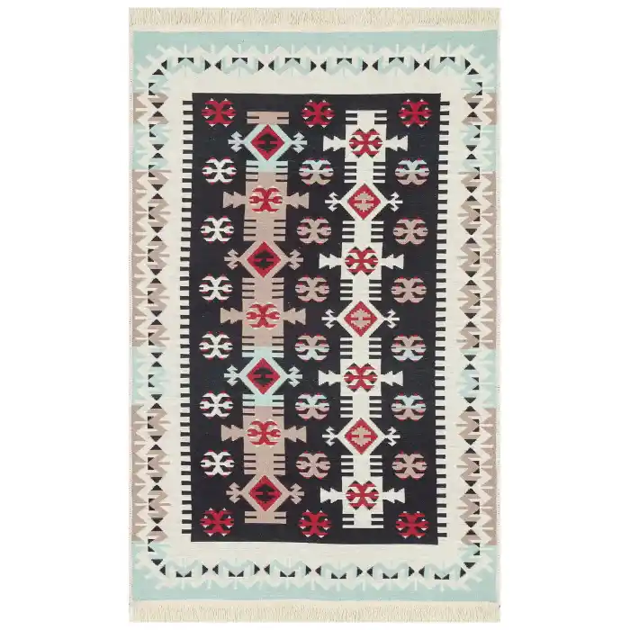 Arya Ar 32 Red %100 Geri Dönüşümlü Pamuktan Çift Taraflı Yıkanabilir Modern Dekoratif Kilim