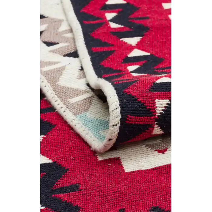Arya Ar 32 Red %100 Geri Dönüşümlü Pamuktan Çift Taraflı Yıkanabilir Modern Dekoratif Kilim