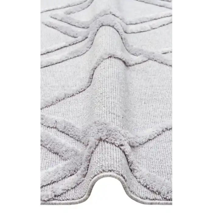 Terazzo 03 Grey Hav Toz Vermez Yumuşak Dokulu Etnik Örgü Desenlere Sahip Modern İskindinav Halı