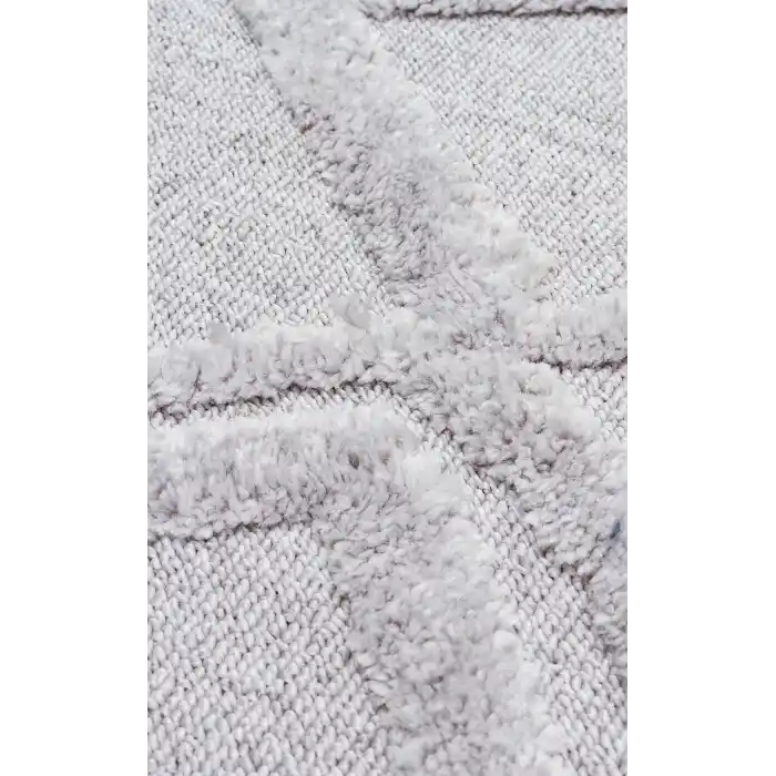 Terazzo 03 Grey Hav Toz Vermez Yumuşak Dokulu Etnik Örgü Desenlere Sahip Modern İskindinav Halı