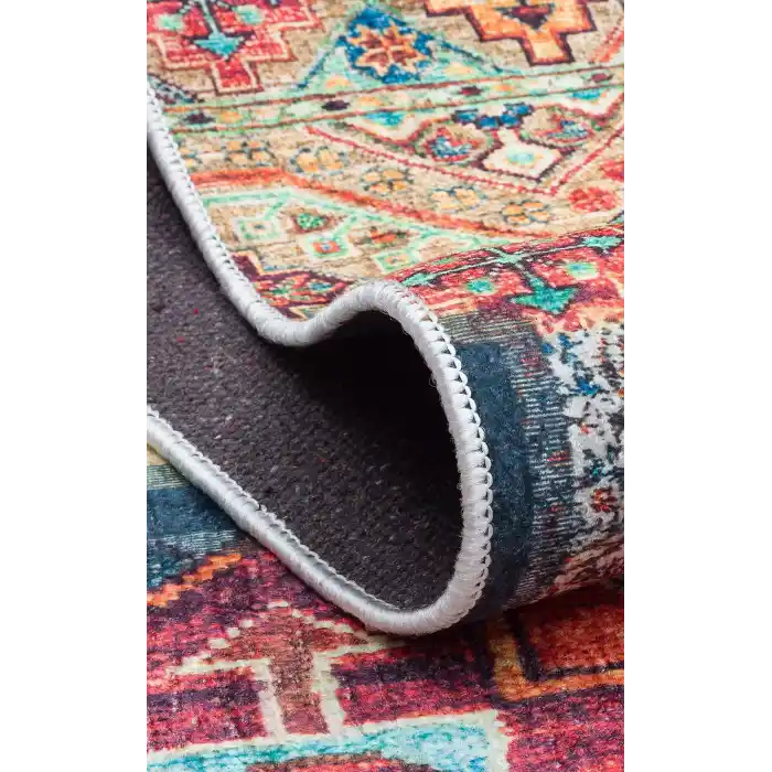 SIESTA NEO 0005 Otantik Geleneksel Desenli Yıkanabilir Renkli Baskı Kilim