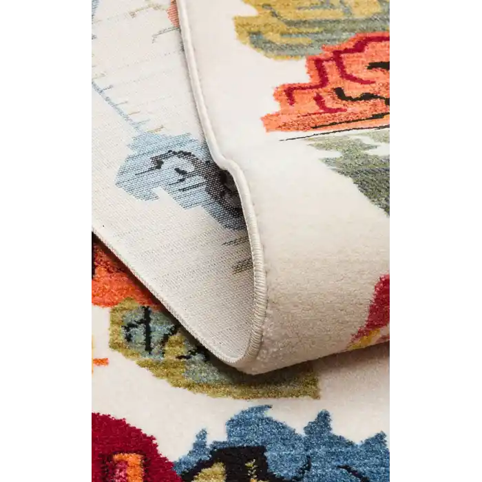 PIETRA HALI 0204 Sıcak Renk Tonlu Etnik Desenli Yumuşak Dokulu Makine Halısı