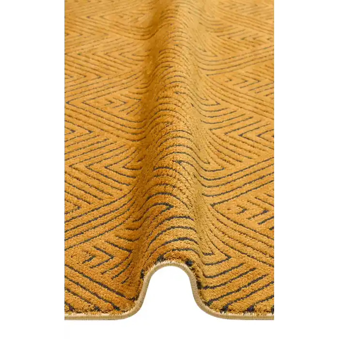 Urban 01 Gold Etnik Desenlere Sahip Hav Toz Vermez Yumuşak Dokulu Modern Halı